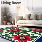 Bold Crimson Floral Garden Rug
