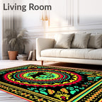 Vibrant Black Dog Mandala Rug