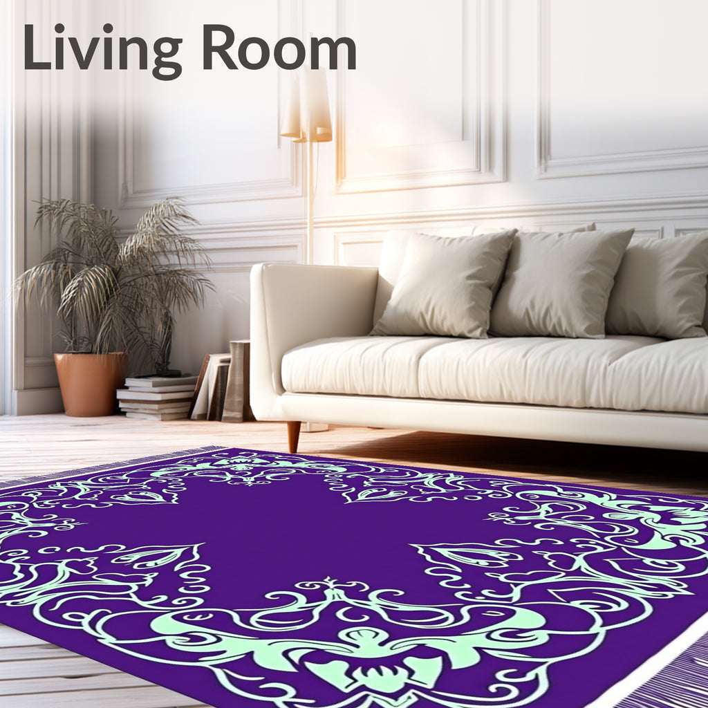 Deep Purple Floral Medallion Ornament Rug