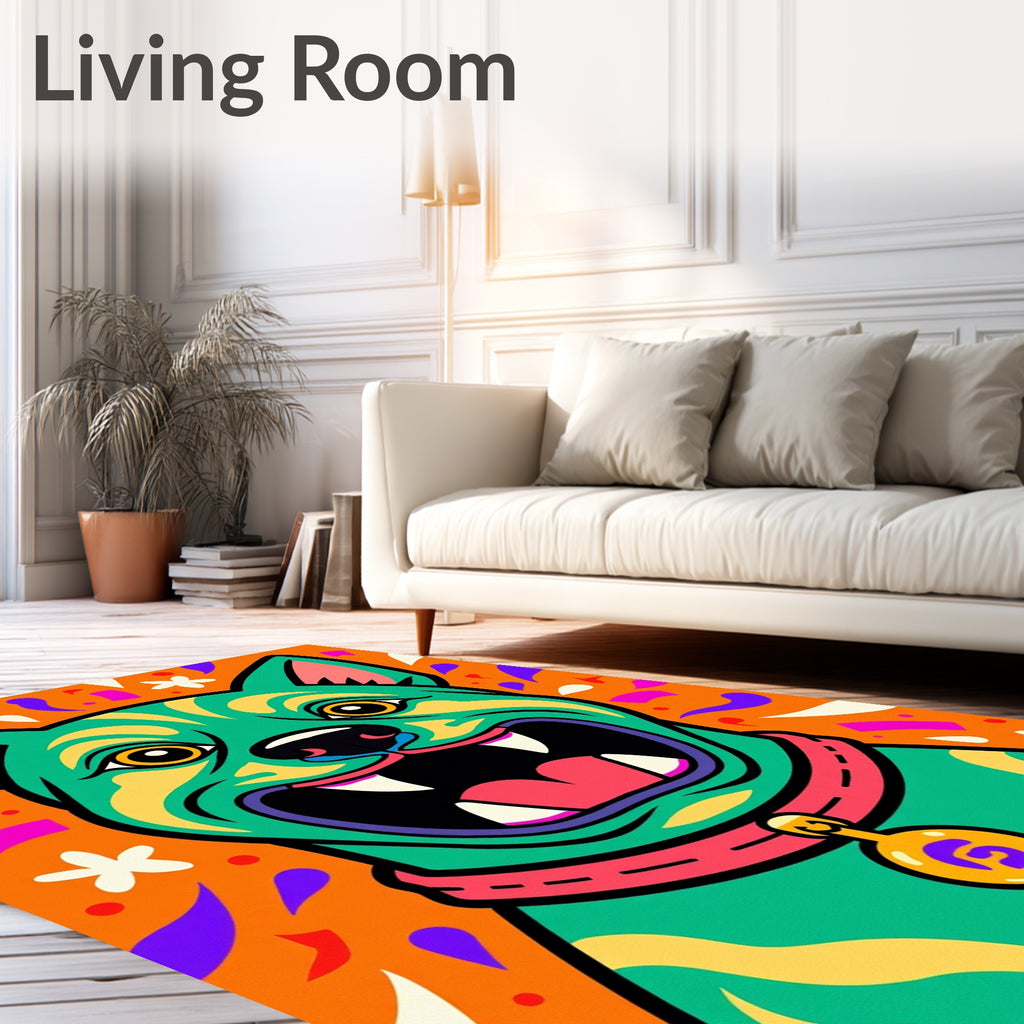 Vibrant Emerald Dog Confetti Whimsy Rug
