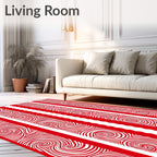 Bold Red Swirl Stripes Rug
