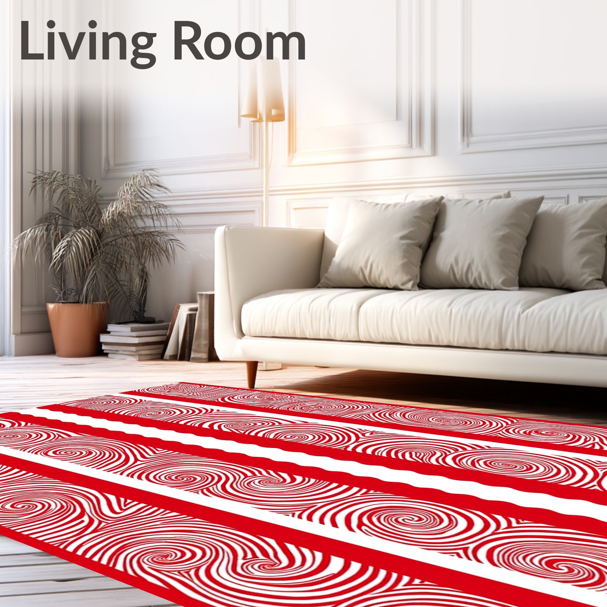 Bold Red Swirl Stripes Rug