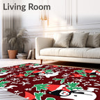 Charming Snowman Festive Christmas Scene Rug