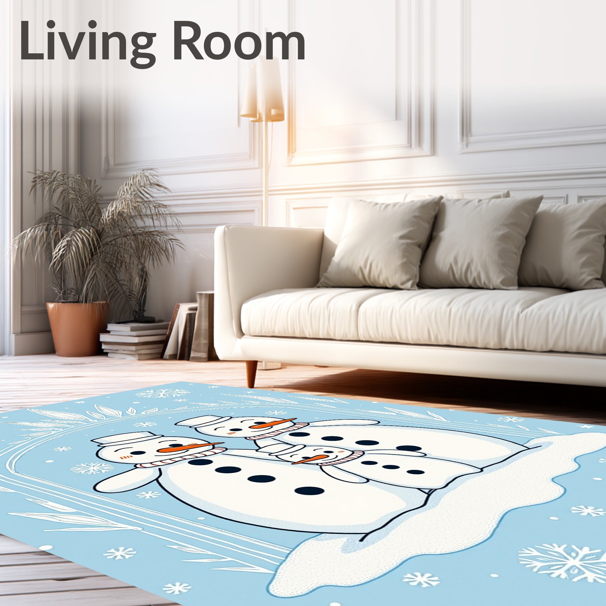 Winter Family Snowmen Frosty Wonderland Rug