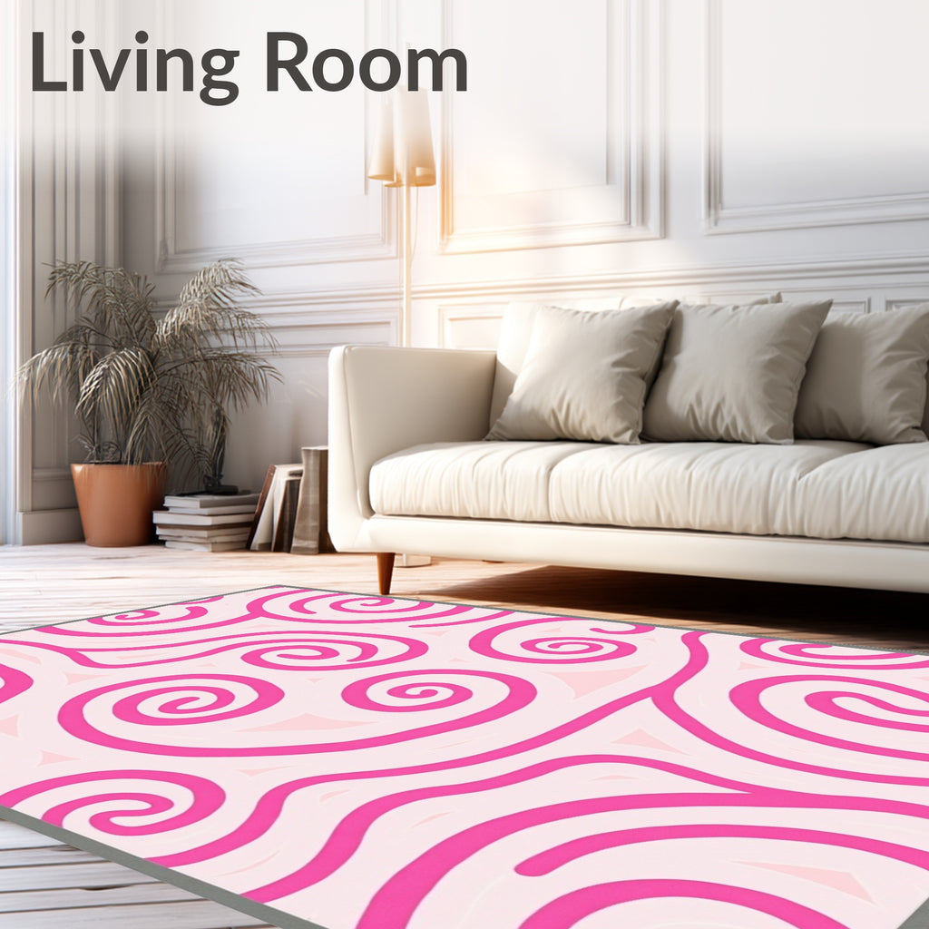Bright Pink Swirl Abstract Rug