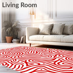 Vibrant Red Abstract Swirl Rug