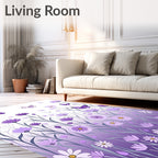 Purple Butterflies Meadow Floral Arrangement Rug