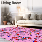 Whimsical Red Blue Abstract Forms Rug