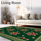 Deep Green Floral Star Medallion Rug