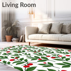 Red Cherry Branches Verdant Foliage Rug