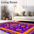Whimsical Orange Pumpkin Floral Border Rug