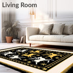 Golden Swift Deer Starry Black Background Rug