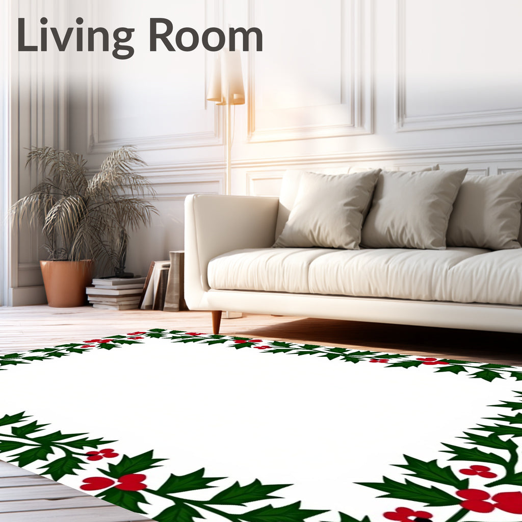 Festive Green Holly Berry Vine Rug