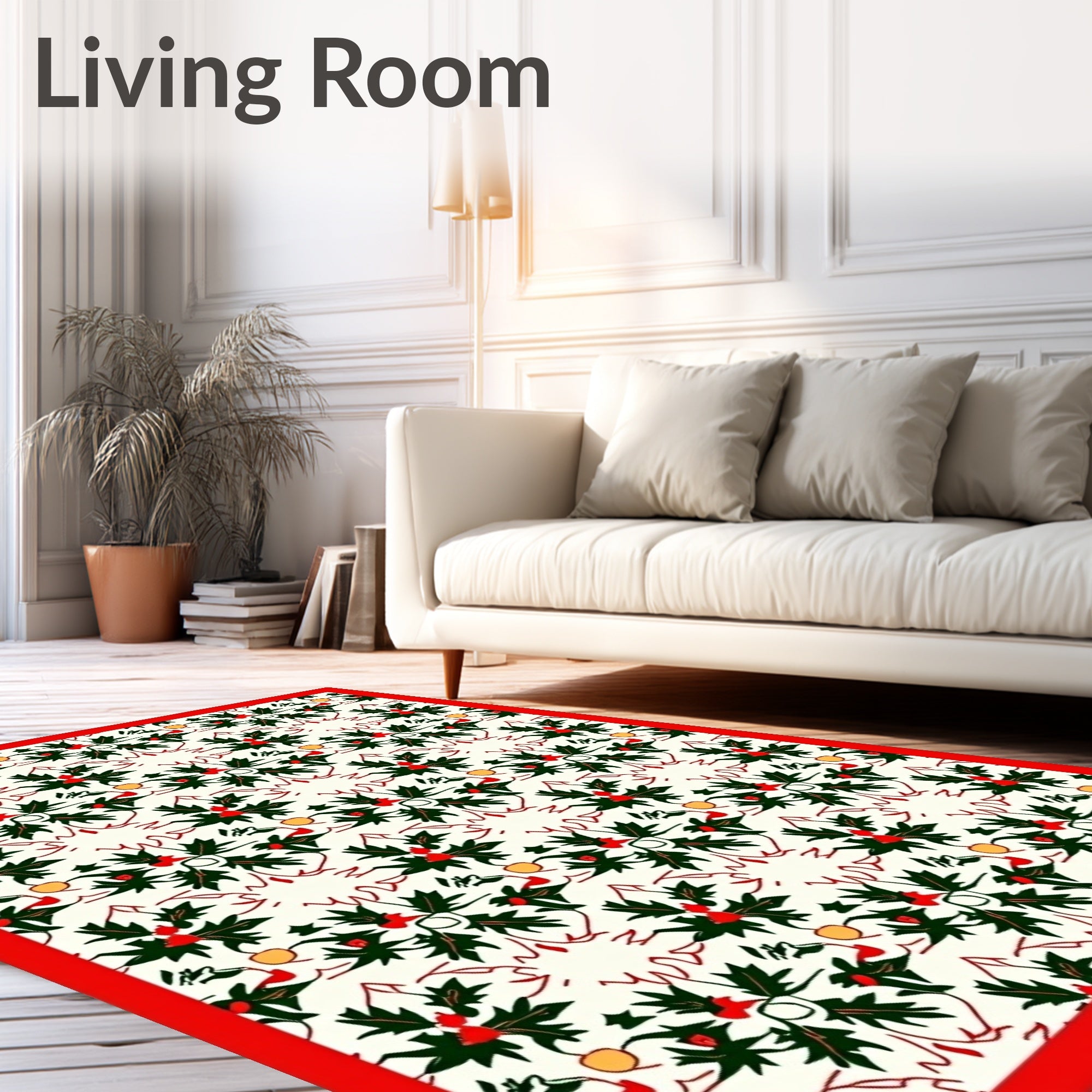 Festive Holly Berry Kaleidoscope Border Rug