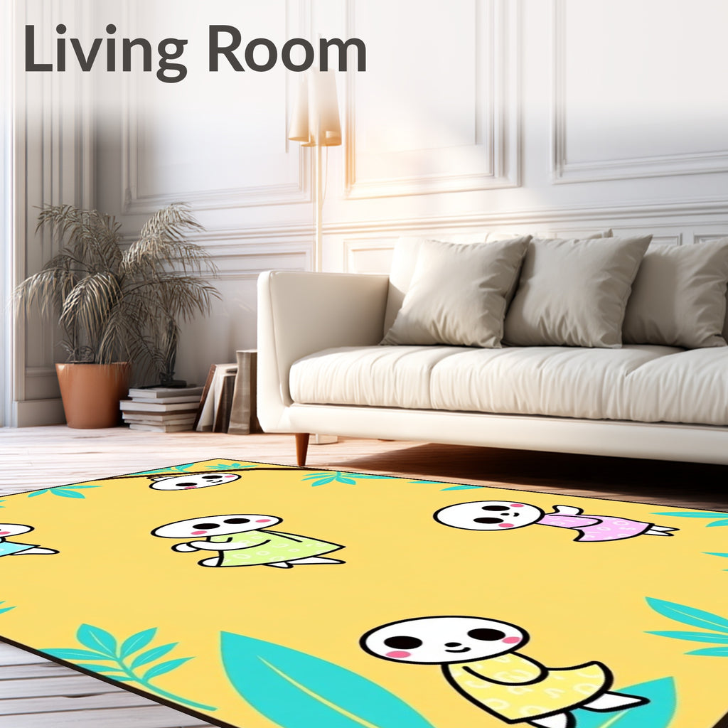Whimsical Yellow Dood Dood Dudes Rug