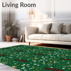 Forest Green Abstract Animal Scroll Rug