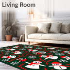 Festive Snowman Red Snowflake Garland Rug