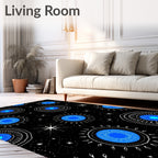 Celestial Blue Sunburst Starry Rug