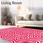 Crimson Swirl Abstract Organic Lines Rug