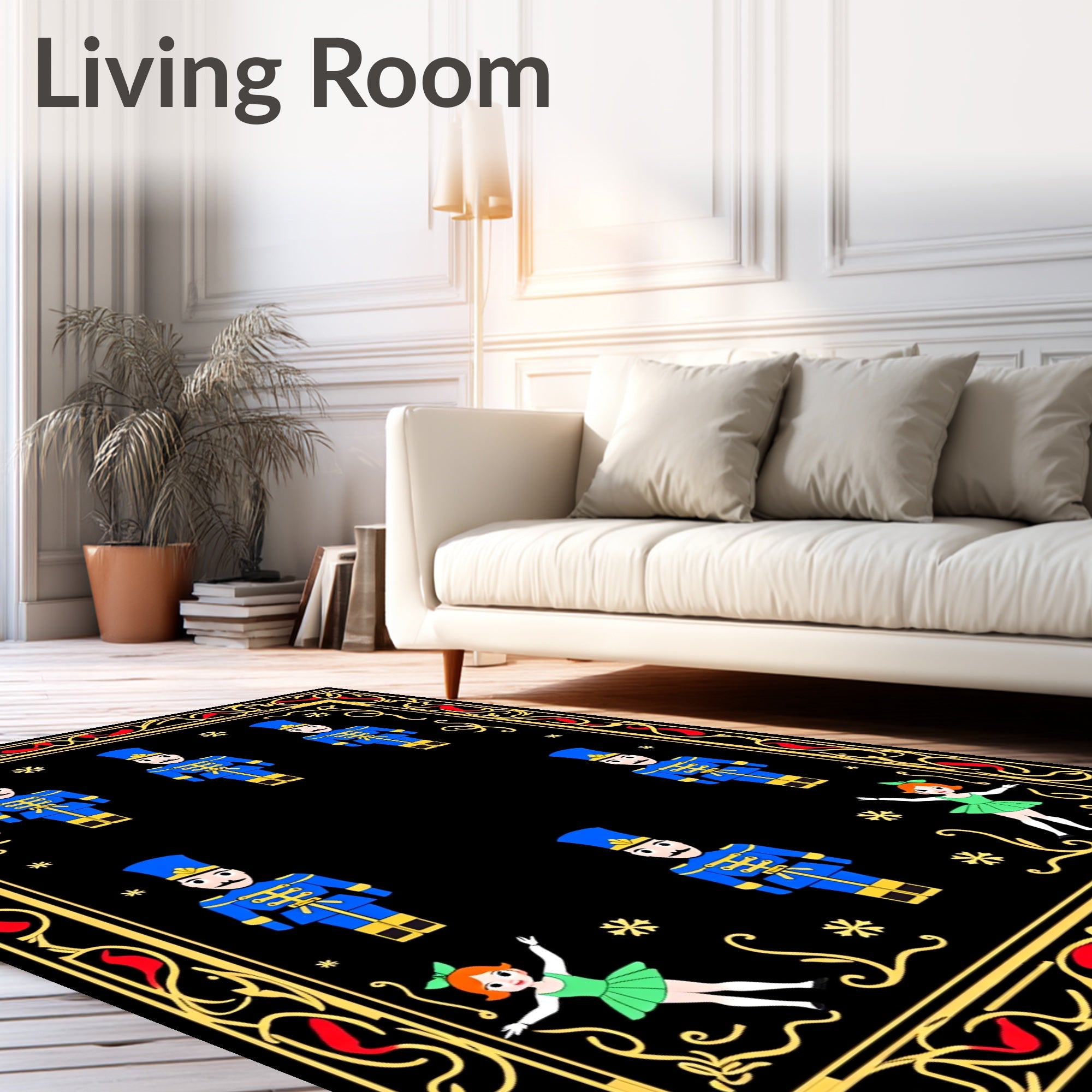 Royal Blue Nutcracker Ballet Frame Rug