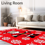 Festive Red Santa Snowflake Border Rug