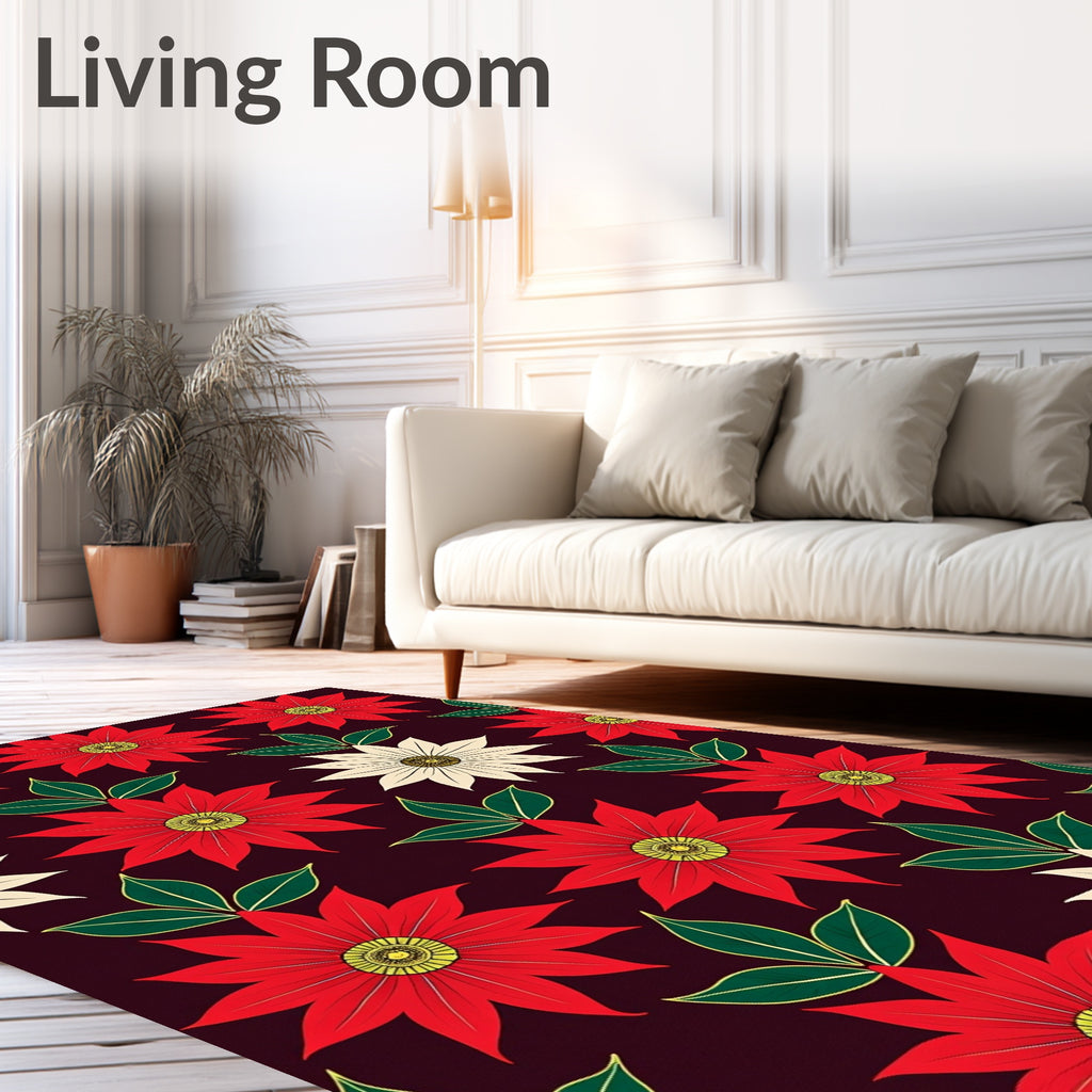 Crimson Flower With Cream Accents Rug