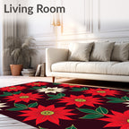 Crimson Flower With Cream Accents Rug