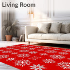 Crimson Cold Starburst Snowfall Pattern Rug