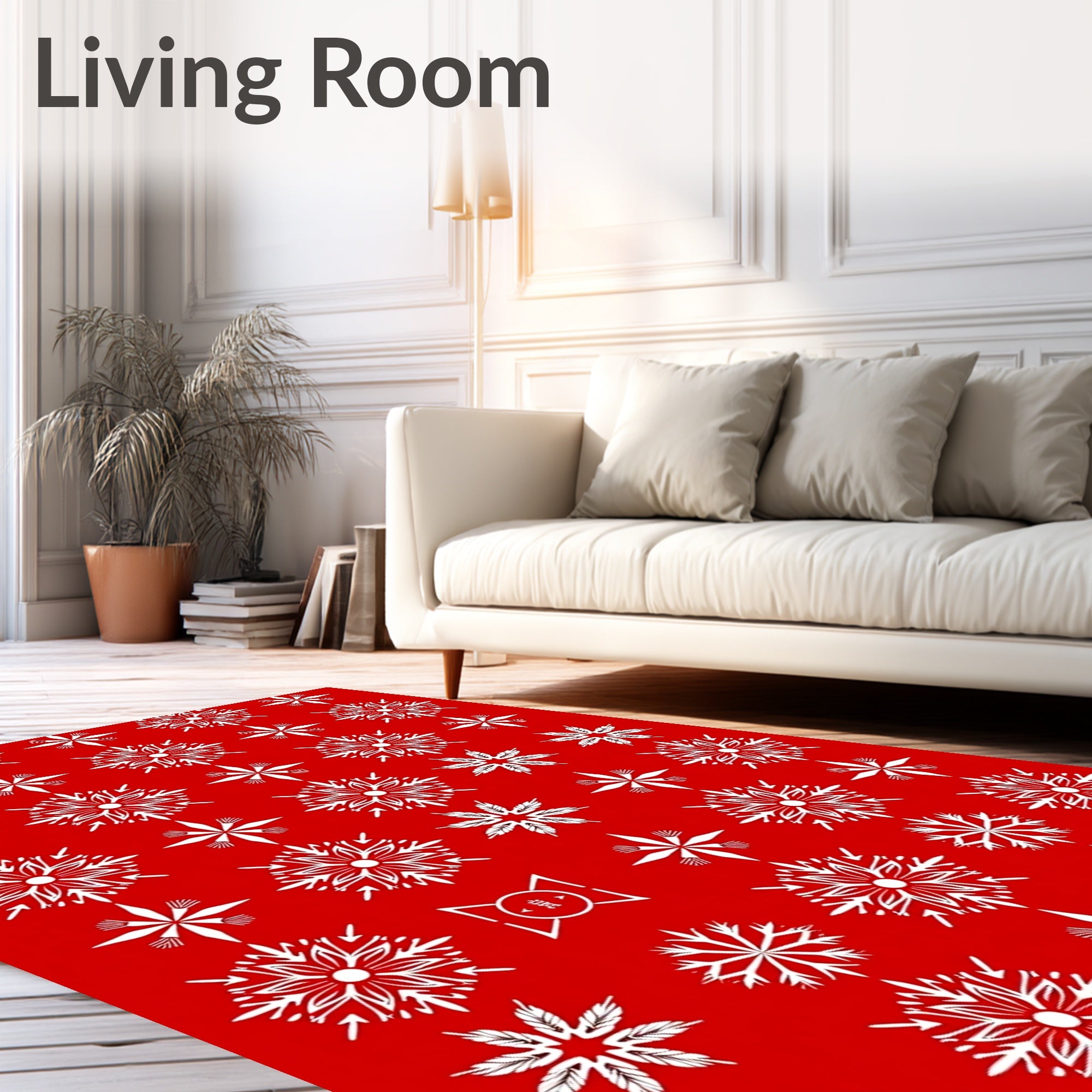 Crimson Cold Starburst Snowfall Pattern Rug