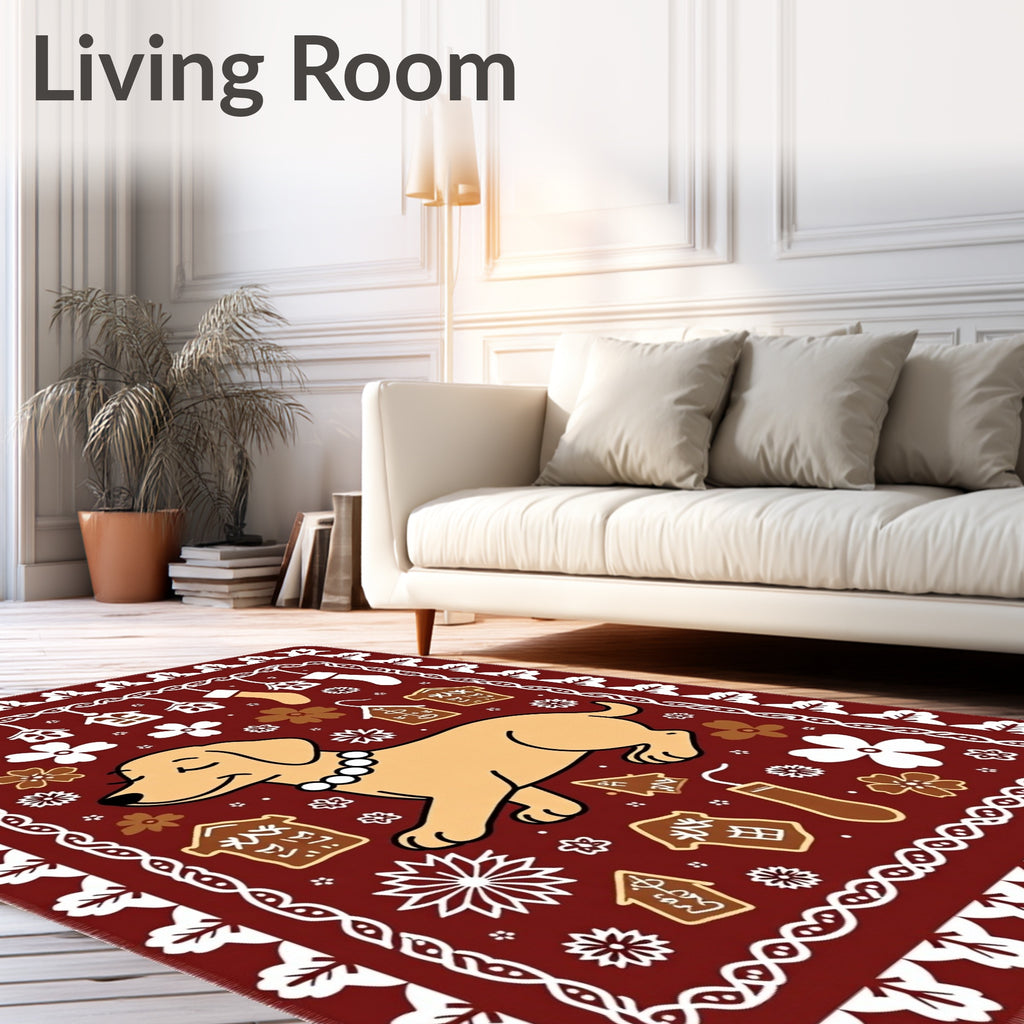 Festive Dog Gingerbread House Holiday Rug