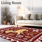 Festive Dog Gingerbread House Holiday Rug