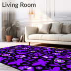 Vibrant Purple Butterfly Floral Blend Rug
