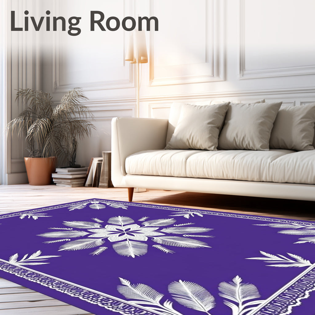 Vibrant Amethyst Leaf Medallion Rug