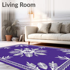 Vibrant Amethyst Leaf Medallion Rug