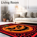 Spooky Orange Jack O Lantern Halloween Rug