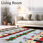 Christmas Train Garland Repeating Pattern Rug