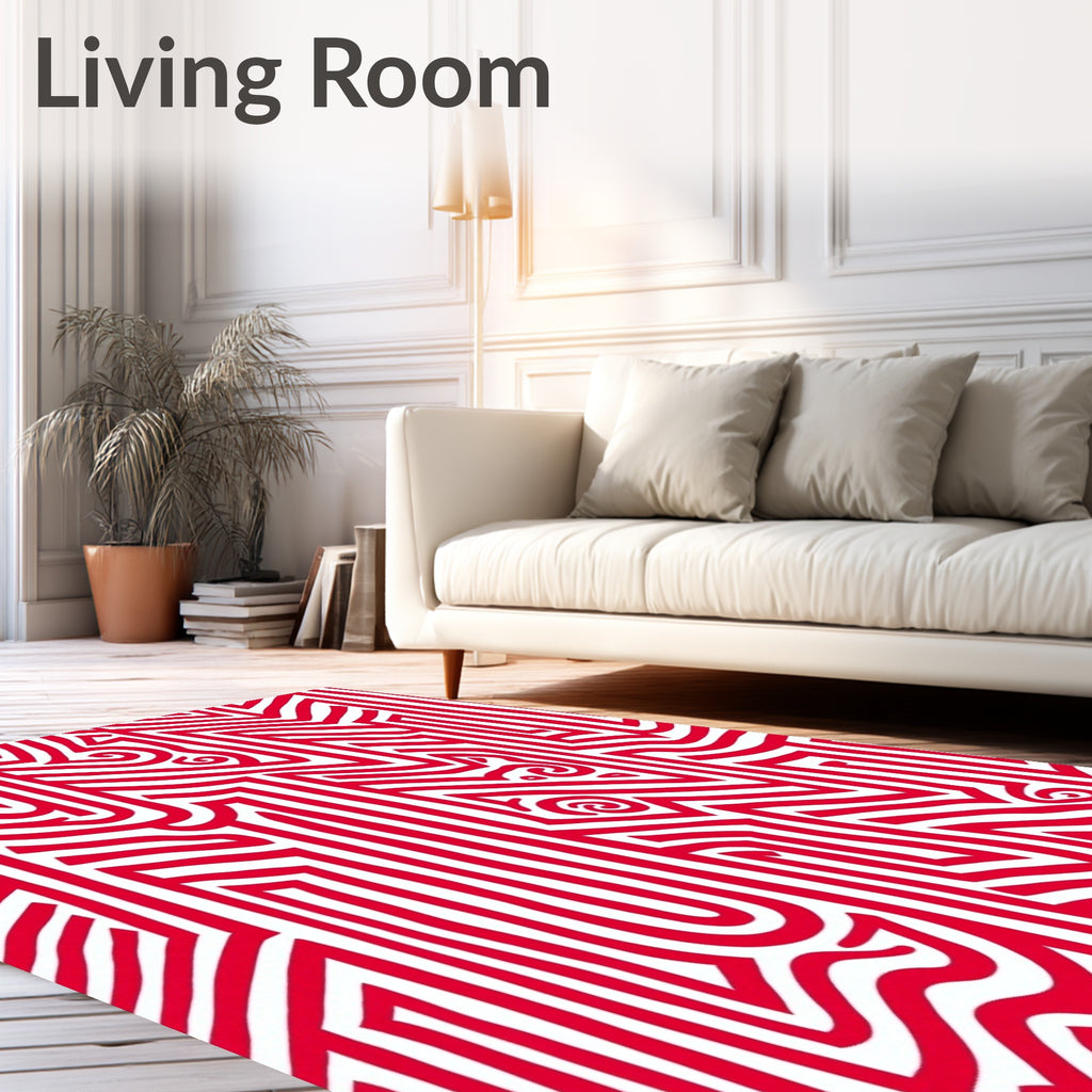 Bold Red Maze Labyrinth Rug