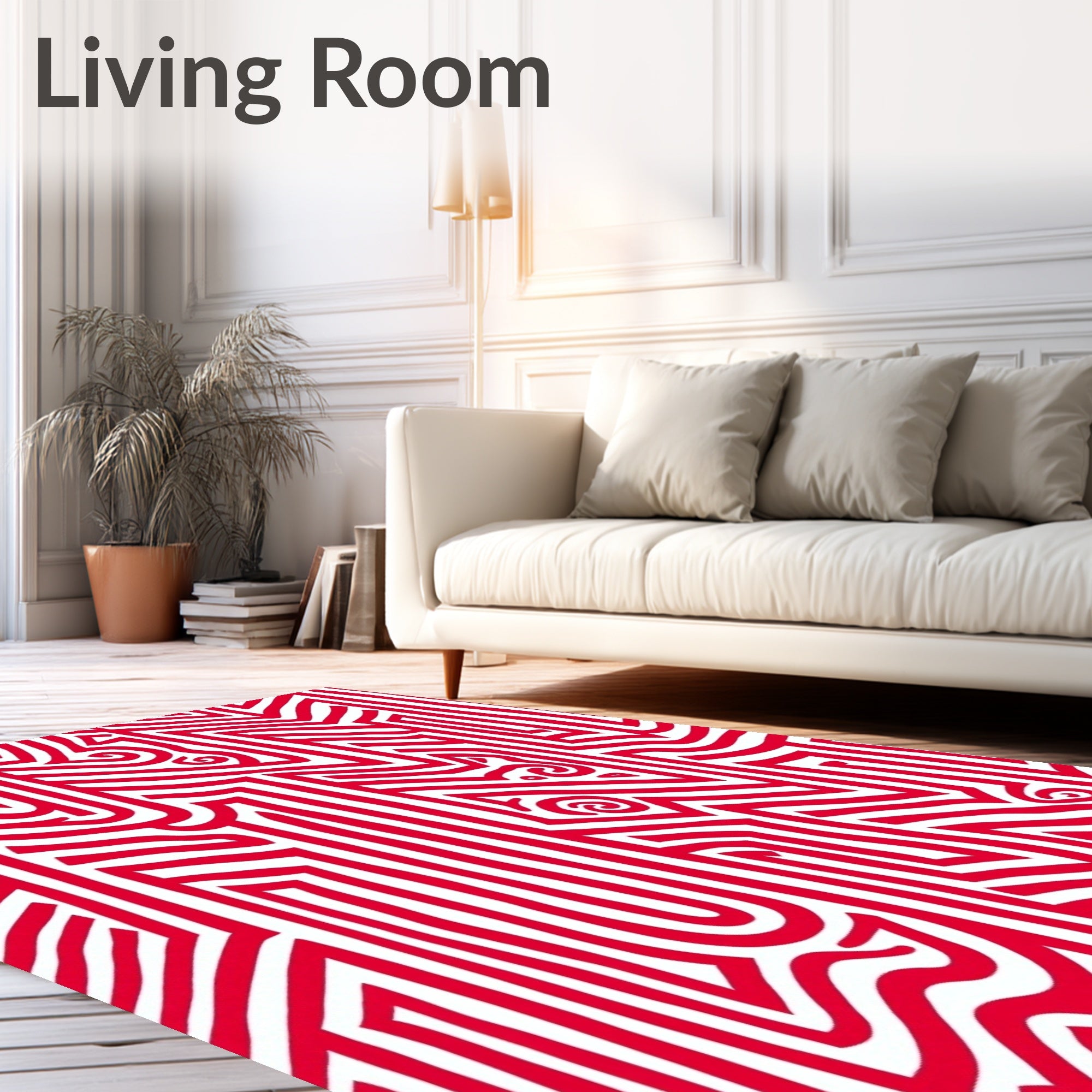 Bold Red Maze Labyrinth Rug