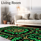 Bold Yellow and Green Dog Frame Rug