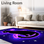 Black Cat Cosmic Nebula Swirl Rug