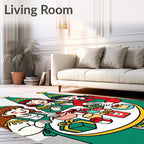 Festive Holiday Girls Gift Wrapping Scene Rug