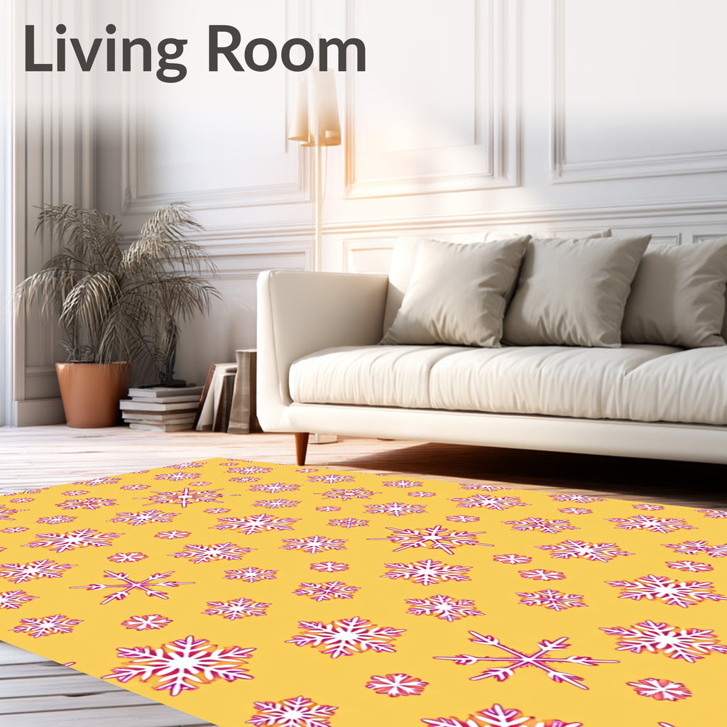 Warm Yellow Snowflake Medley Rug