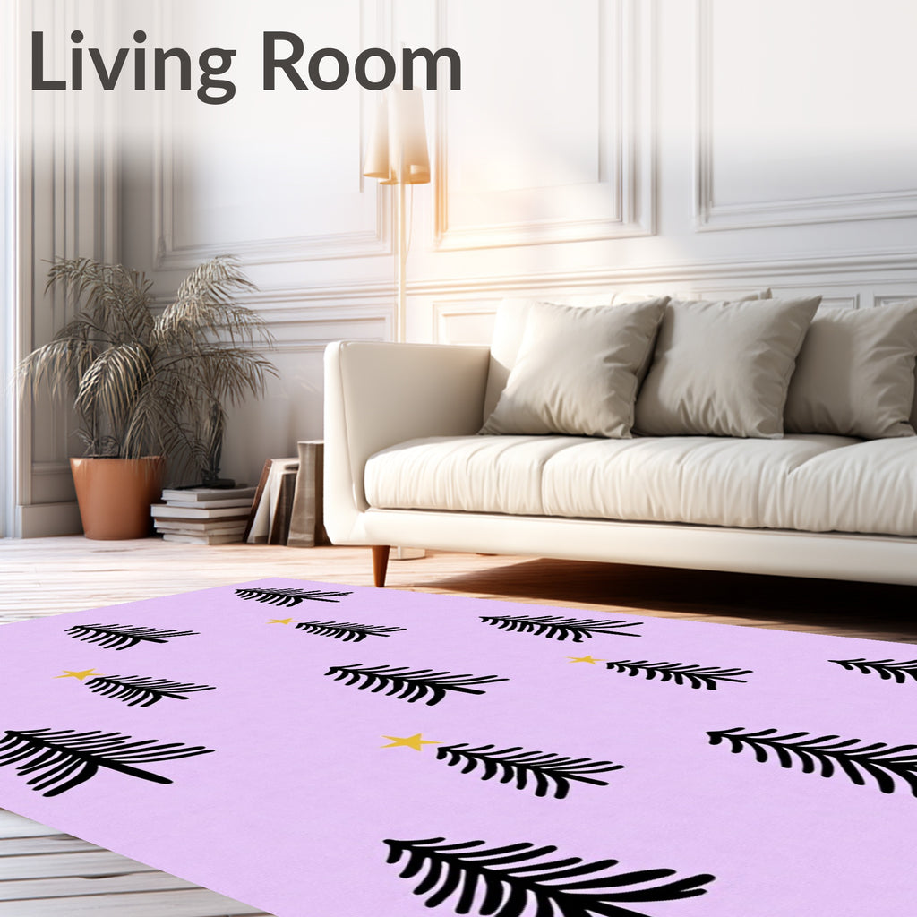 Pastel Lilac Christmas Tree Star Repeat Rug