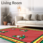 Whimsical Green Elf Red Stripe Rug