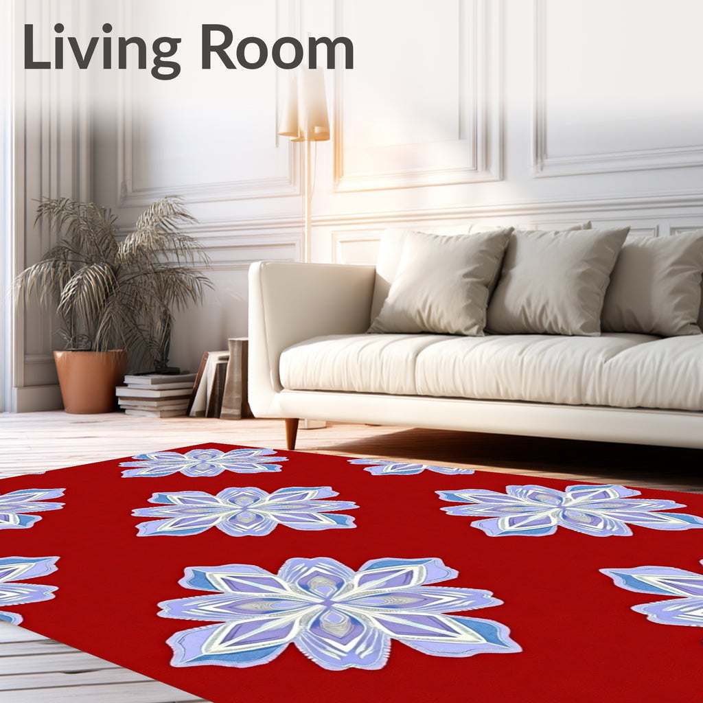 Crimson Starburst Floral Medallion Rug