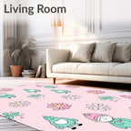 Pink Pastel Gnome Monster Floral Meadow Rug