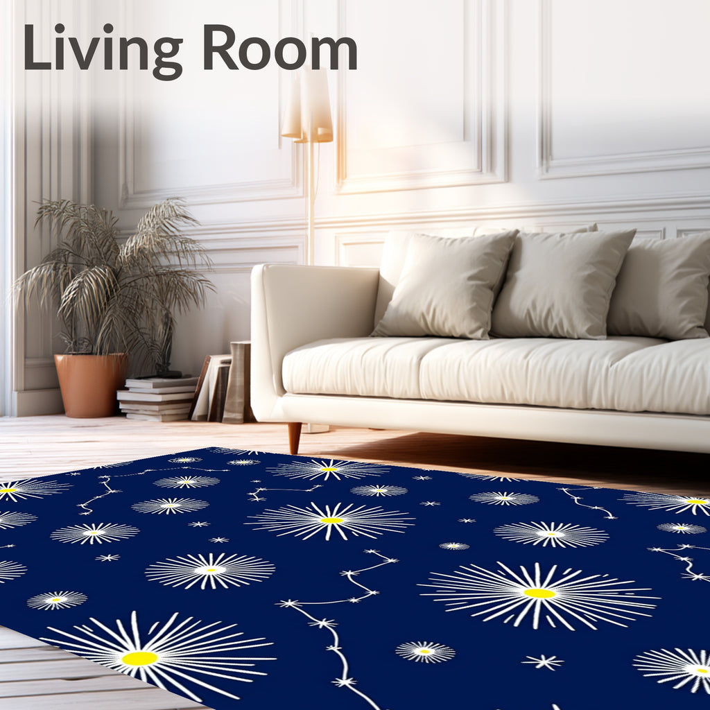Navy Blue Starburst Constellation Rug