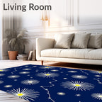Navy Blue Starburst Constellation Rug