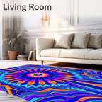 Vibrant Blue Mandala Swirl Rug
