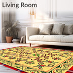 Yellow Ochre Red Green Folk Art Rug